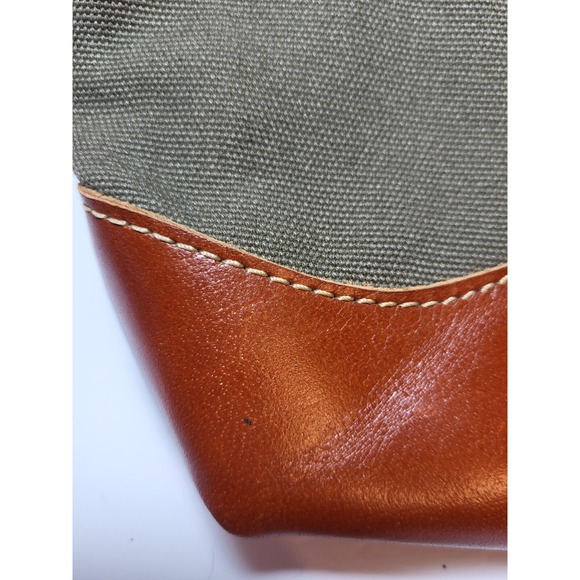 NWT Canyon Outback Olive Green Canvas Brown Leather Men's Toiletry Bag Zipper - Picture 8 of 9